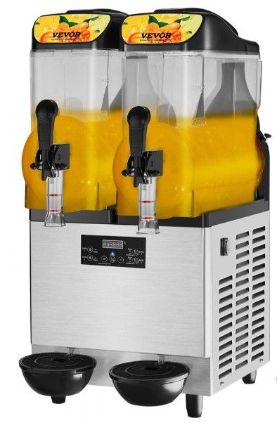 Photo 1 of **DOES NOT TURN ON/NEEDS PROFESSIONAL REPAIR**   VEVOR Commercial Slushy Machine, 24L/6.4Gal Two Bowls, 100 Cup Margarita Smoothie Frozen Drink Maker, 640W Stainless Steel Margarita Machine, Slushie Machine for Party Cafe Restaurants Bars Home