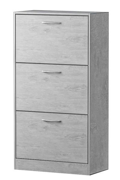 Photo 1 of 22.4 in. W x 42.1 in. H 24-Pair Gray Wood 3-Drawer Shoe Storage Cabinet with Foldable Compartments
