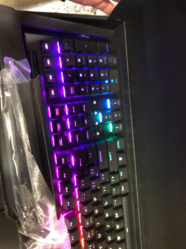 Photo 2 of EVGA Z15 RGB USB Gaming Keyboard, RGB Backlit LED, Hotswappable Mechanical Kailh Speed Silver Switches (Linear), 821-W1-15US-KR, Black
