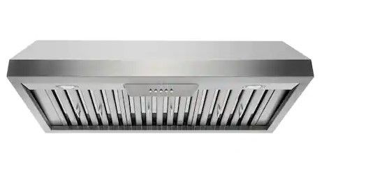 Photo 1 of 36 in. 800 CFM Under Cabinet in Stainless Steel Range Hood with Stainless Steel Baffles
