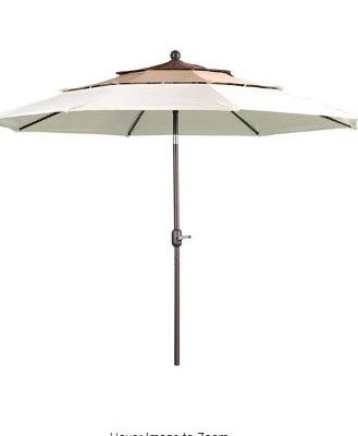 Photo 1 of 10 ft. Steel Market Patio Umbrella with Crank and Tilt in Color Beige/Khaki/Coffee
