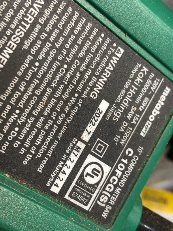 Photo 1 of *MAJOR DAMAGE SEE NOTES*
Metabo HPT C12FDHB 12" Dual Bevel Compound Miter Saw

