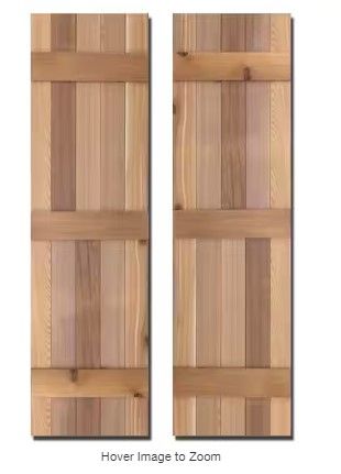 Photo 1 of 12 in. x 52 in. Natural Cedar Board-N-Batten Baton Shutters Pair
