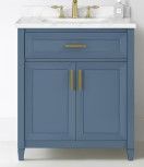 Photo 1 of allen + roth Lancashire 30-in Chambray Blue Undermount Single Sink Bathroom Vanity with White Engineered Stone Top
