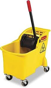 Photo 1 of Rubbermaid 31 qt. Tandem Mop Bucket with Wringer Combo, Plastic, Yellow
