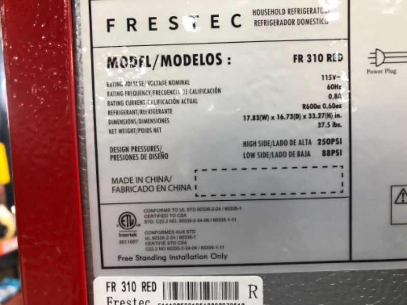 Photo 4 of Frestec 3.1 CU' Mini Refregiator, Compact Refrigerator, Small Refrigerator with Freezer, Red (FR 310 RED)