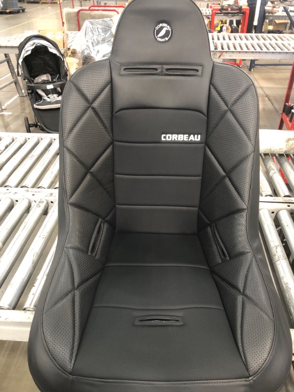 Photo 2 of IKON MOTORSPORTS, Universal Racing Seats with Dual Sliders, Reclinable B Style Black with Green Stitch PU & Carbon Leather Sport Bucket Seats, 1 Pair Driver + Passenger Side Black & Green Stitch PU + Carbon Leather B Style