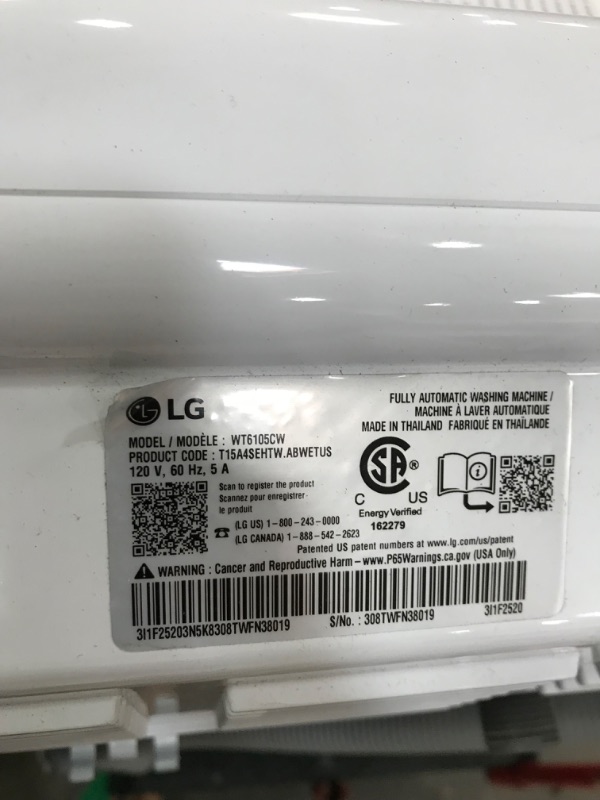 Photo 1 of LG 4.1-cu ft Agitator Top-Load Washer (White)
