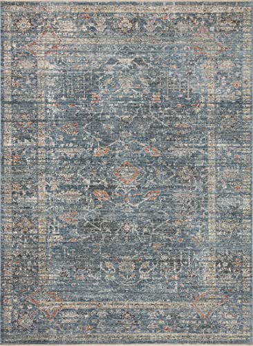 Photo 1 of -18"   Magnolia Home by Joanna Gaines X Loloi Millie Denim/Multi Area Rug Polyester in Blue/Brown/Gray | Wayfair
