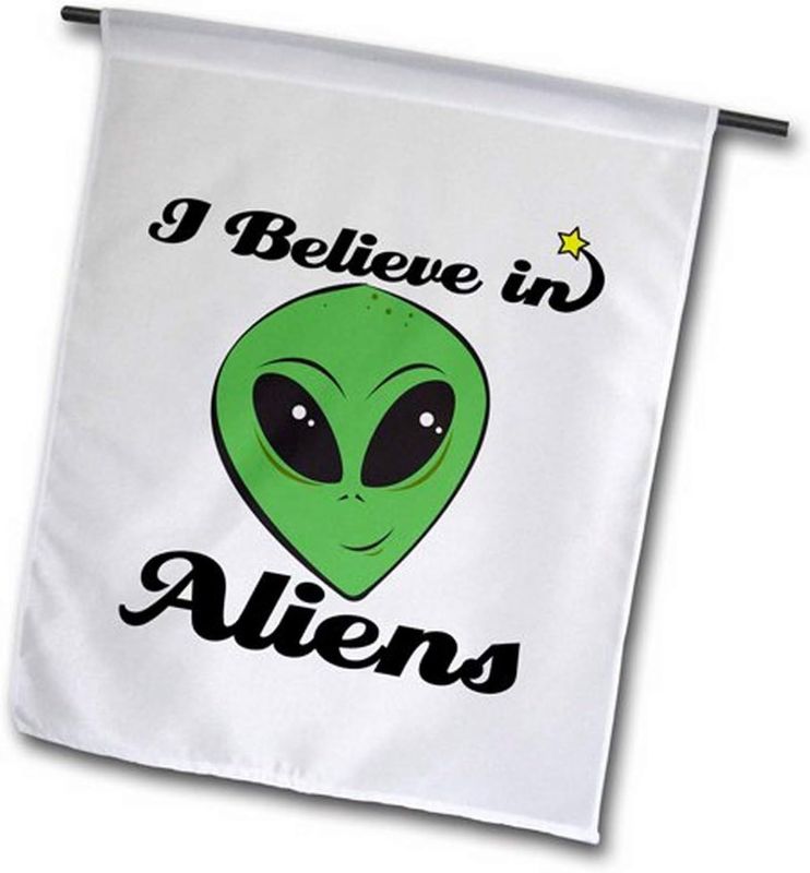 Photo 1 of 3dRose fl_102334_1 Funny I Believe in Aliens Design Garden Flag, 12 by 18-Inch 2 pack no bar
