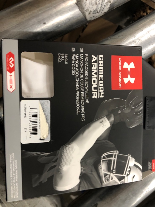 Photo 2 of Under Armour Gameday Pro Padded Elbow Sleeve, Hex Arm Sleeve" Youth White