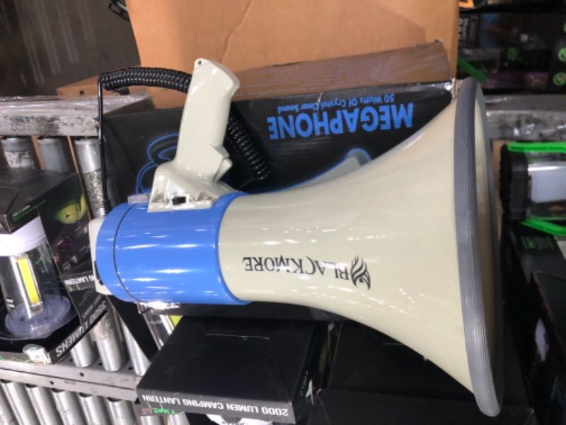 Photo 2 of Blackmore BMX-801 1600-Foot Sound Range 50-Watt Portable PA Bullhorn Megaphone Speaker with Detachable Microphone and Emergency Siren - needs batteries.