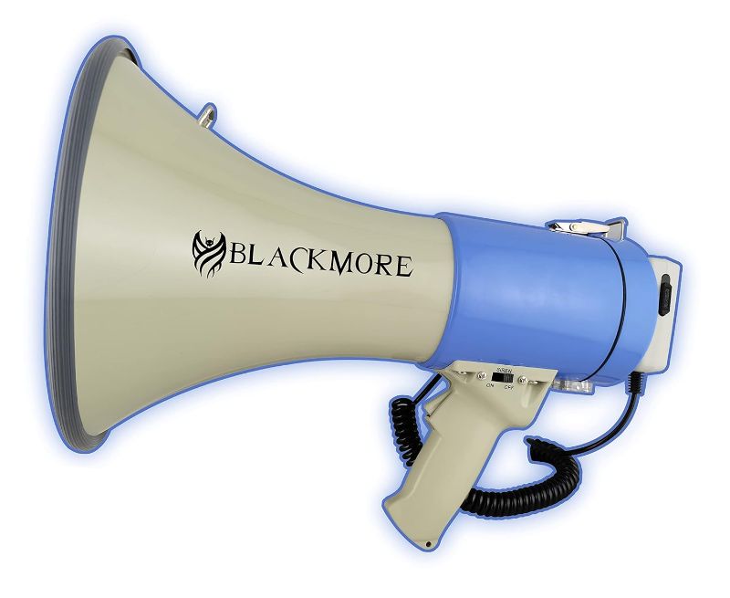 Photo 1 of Blackmore BMX-801 1600-Foot Sound Range 50-Watt Portable PA Bullhorn Megaphone Speaker with Detachable Microphone and Emergency Siren - needs batteries.