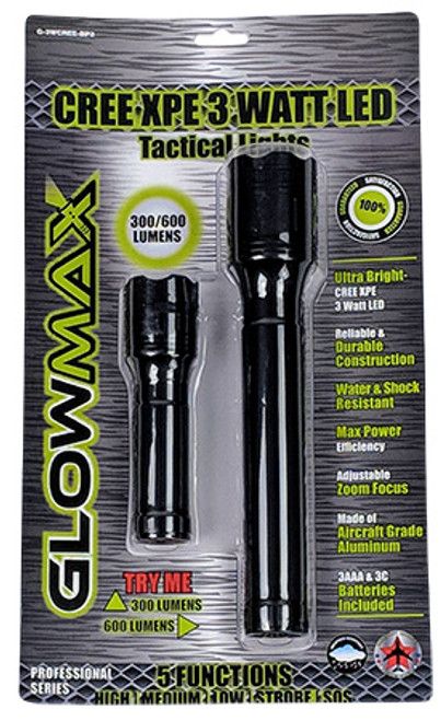 Photo 1 of GlowMax T6 CREE LED 3 Watt Flashlight - Blister Pack of 2
