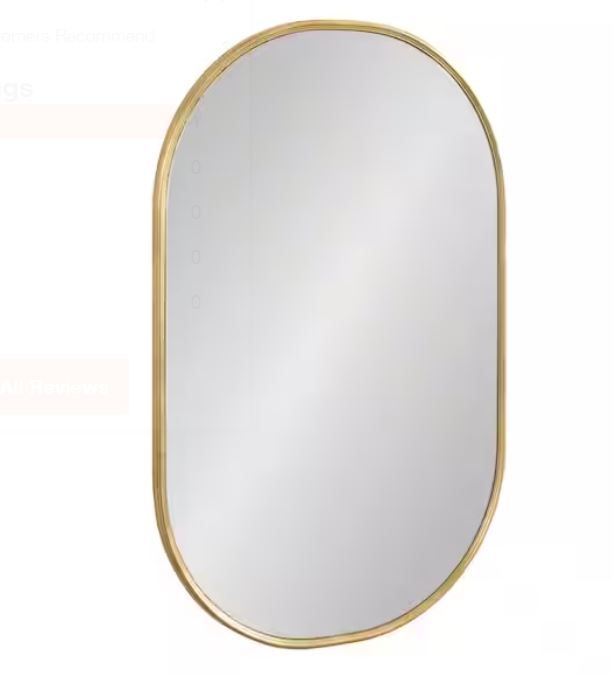 Photo 1 of 30.00 in. H x 20.00 in. W Rollo Modern Oval Framed Silver Accent Wall Mirror
