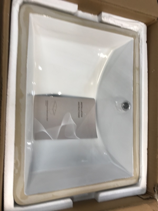 Photo 1 of 18 in. Undermount Rectangular Porcelain Ceramic Bathroom Sink in White
