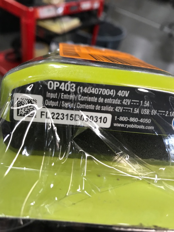 Photo 1 of Ryobi 1004-040-931 40 Volt Compact Wired Lithium-Ion Battery Charger with USB Port