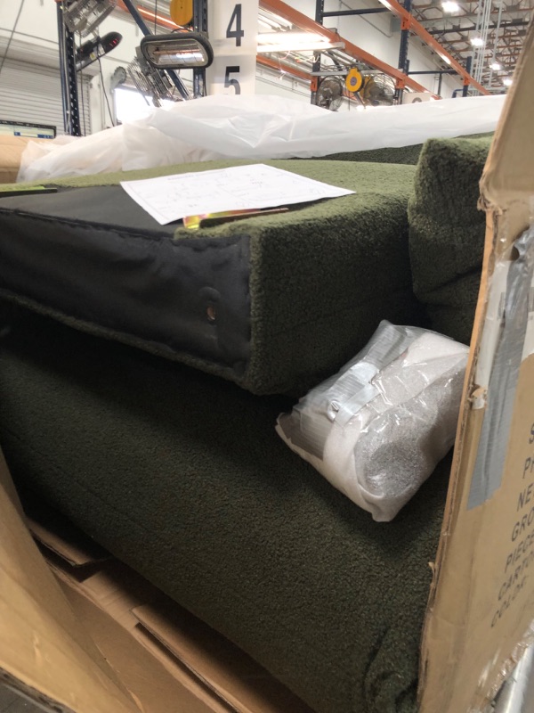 Photo 1 of **incomplete missing box 1 of 2!! dark green fluffy sofa