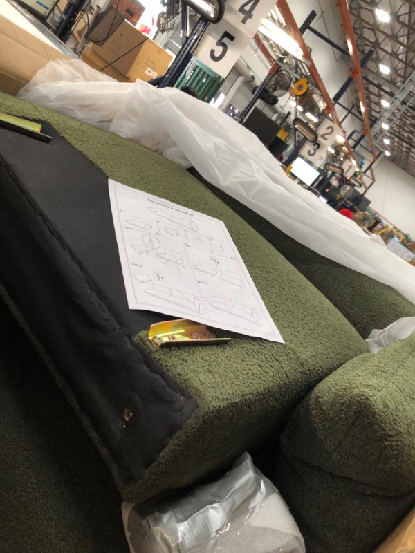 Photo 1 of **incomplete missing box 1 of 2!! dark green fluffy sofa
