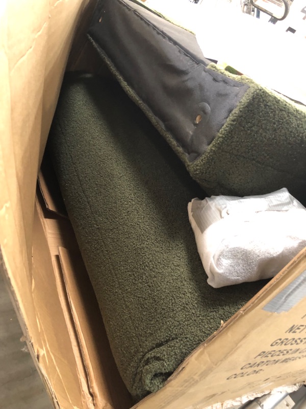 Photo 1 of **incomplete missing box 1 of 2!! dark green fluffy sofa