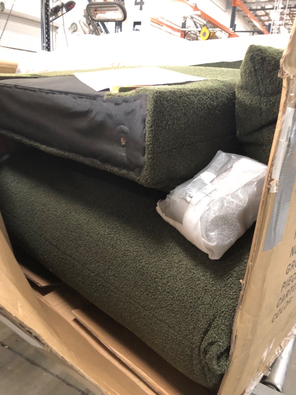 Photo 1 of **incomplete missing box 1 of 2!! dark green fluffy sofa
