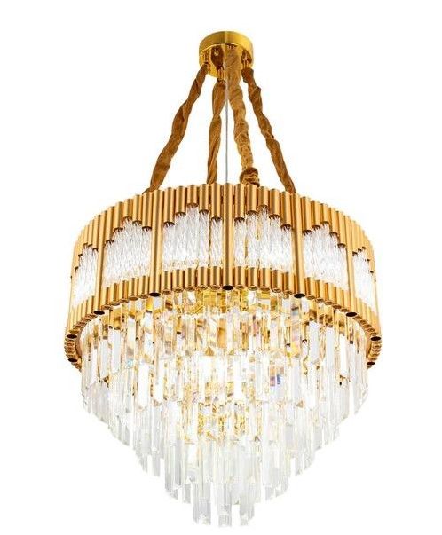 Photo 1 of BENT/DAMAGED FRAME**23.6 in. 9-Light Gold Modern 5-Tier Crystal Chandelier for Living Room with No Bulbs Included
