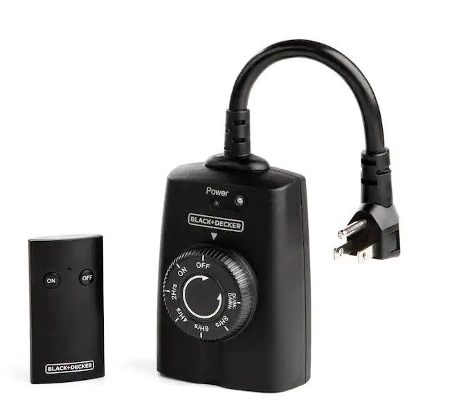 Photo 1 of BLACK+DECKER Outdoor Wireless Outlet with Remote 2 Grounded Outlets Photocell Sensor