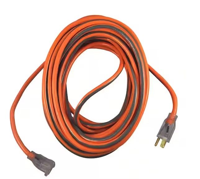 Photo 1 of RIDGID 100 ft. 12/3 Heavy Duty Indoor/Outdoor Extension Cord with Lighted End, Orange/Grey