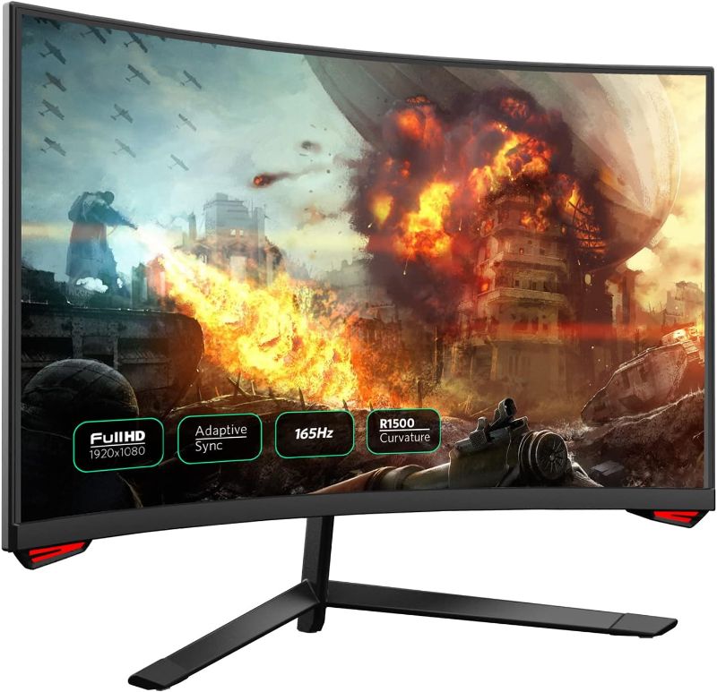 Photo 1 of Fiodio 24'' 165Hz Refresh Rate Curved Monitor Full HD 1080P with HDMI Display Ports, VESA Compatible, Free-Tearing Eye Care Monitor for Home Office and Gaming (DP Cable Included)
