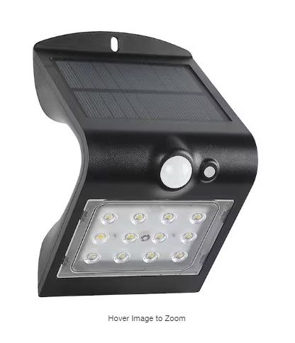 Photo 1 of 120-Degree Solar Motion Activated Outdoor Integrated LED Area Light with Double Lighting (Black)
