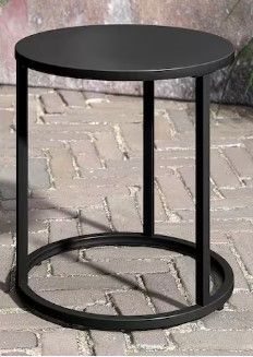 Photo 1 of 1-Piece Metal Round Side Table with Adjustable Feet in Black
