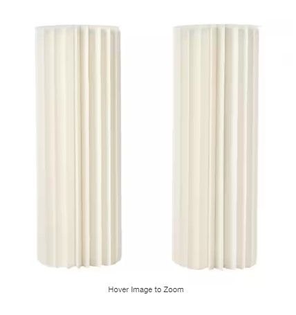 Photo 1 of 31.5 in. Tall Indoor/Outdoor White Foldable Cardboard PVC Plastic Cylinder Flower Stand (2-Pieces)
