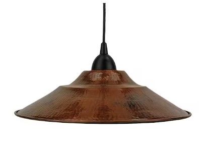 Photo 1 of 1-Light Hammered Copper Ceiling Mount Large Cone Pendant in Oil Rubbed Bronze
