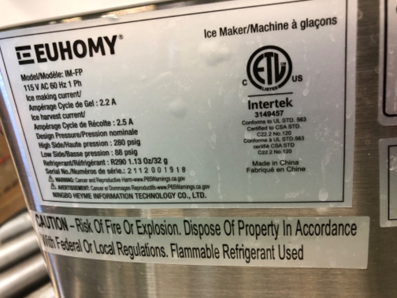 Photo 1 of Euhomy Ice Maker Machine Countertop, 2 Ways to Add Water,45Lbs/Day 24 Pcs Ready in 13 Mins, Self-Cleaning Portable Compact Ice Cube Maker with Ice Scoop & Basket, Perfect for Home/Kitchen/Office/Bar 9.92 x 14.17 x 14.61 inches Silver 1