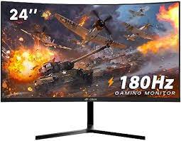 Photo 1 of CRUA 24 Inch 144hz/180hz Curved Gaming Monitor, FHD 1080P Frameless Computer Monitors, Support AMD freesync Low Motion Blur, Eye Care, DisplayPort, HDMI, Compatible Wall Mountable Installs-Black
