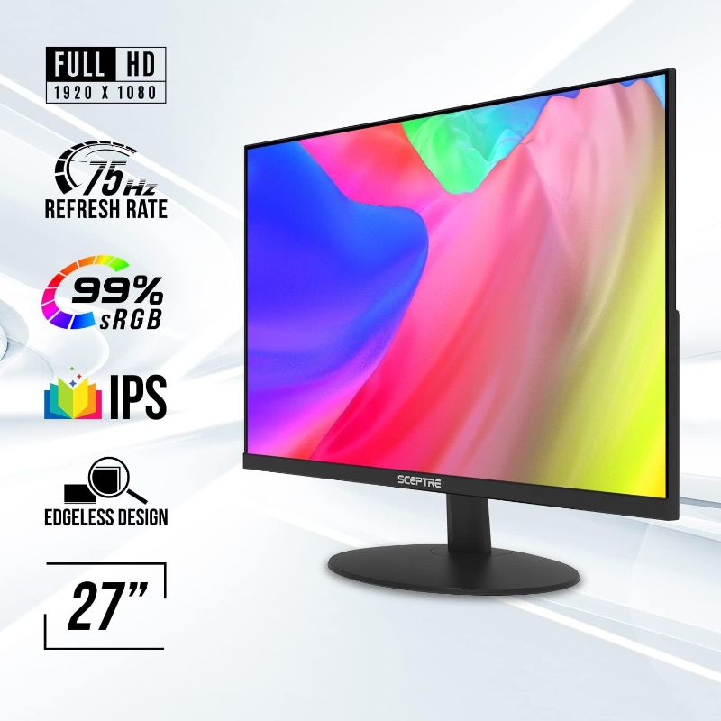 Photo 1 of Sceptre IPS 27-Inch Business Computer Monitor 1080p 75Hz with HDMI VGA Build-in Speakers & IPS 24-Inch Business Computer Monitor 1080p 75Hz with HDMI VGA Build-in Speakers
