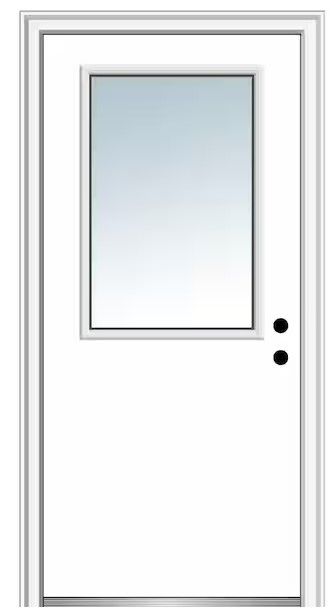 Photo 1 of 36 in. x 80 in. Classic Left-Hand Inswing 1/2-Lite Clear Glass Primed Steel Prehung Front Door on 6-9/16 in. Frame
