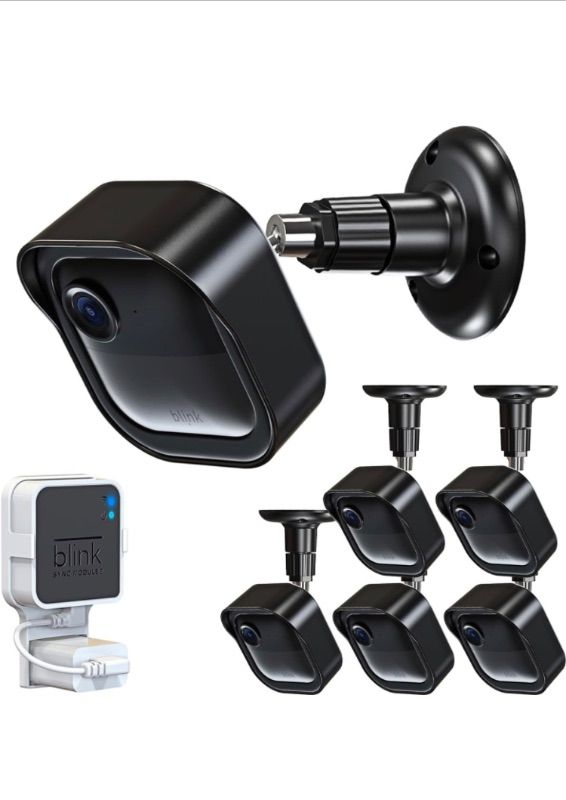 Photo 1 of All-New Blink Outdoor Camera Wall Mount, 360° Adjustable Mount and Weather Proof Protective Housing with Blink Sync Module Outlet Mount for Blink Outdoor (4th & 3rd Gen) Camera System (Black, 5 Pack)