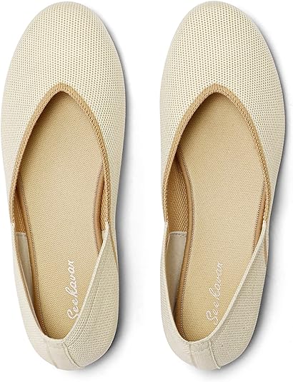 Photo 1 of SEEKAVAN Women's Wide Widths Ballet Flats Shoes Comfortable Lightweight Round Toe Mesh Ballerina Slip On Casual Softable Knit Dress Shoes
