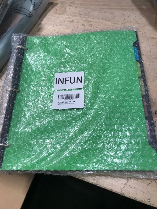 Photo 2 of INFUN All-in-One Notebook Binder,Refillable Binder Notebook 1 inch, 3 Ring Binder with 5 Colored Movable Subject Dividers, One Plastic Inner Binder Pocket - Green