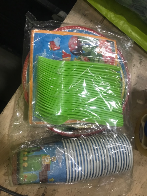Photo 1 of AURORAPARTY 120pcs Birthday Party Supplies Games Plates Napkins Cups Forks Birthday Party Paper Disposable Decorations Tableware Set Severs 24 Guests