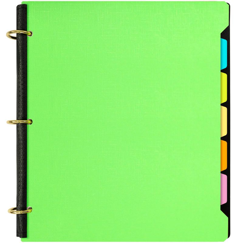 Photo 1 of 2 pack - INFUN All-in-One Notebook Binder,Refillable Binder Notebook 1 inch, 3 Ring Binder with 5 Colored Movable Subject Dividers, One Plastic Inner Binder Pocket - Green