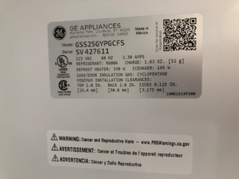 Photo 1 of GE® 25.3 Cu. Ft. Side-By-Side Refrigerator