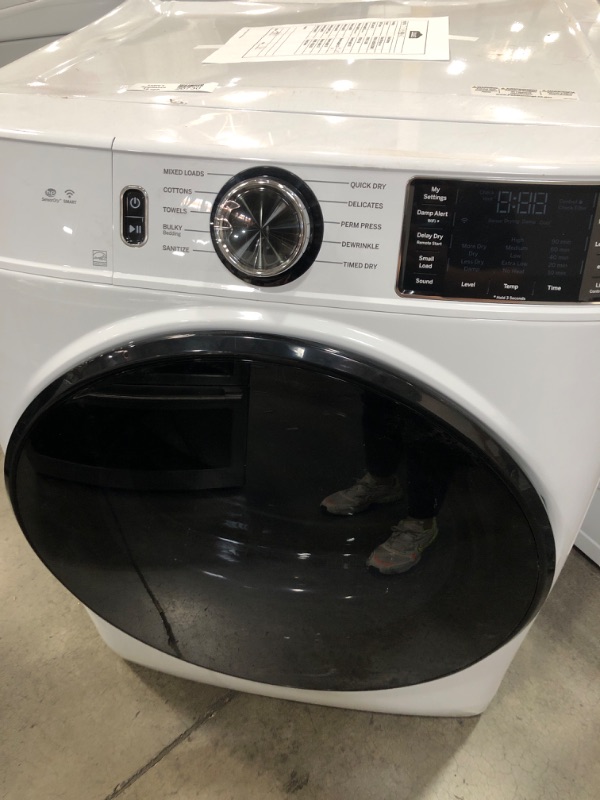Photo 6 of *MAJOR DAMAGE TO ITEM*NO POWER CORD*
GE® 7.8 cu. ft. Capacity Smart Front Load Electric Dryer with Sanitize Cycle