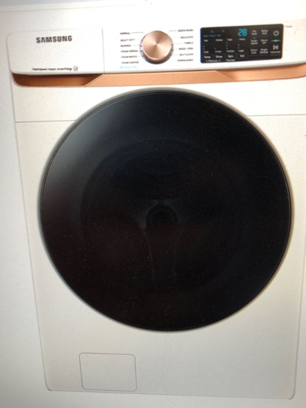 Photo 1 of 5.0 cu. ft. Extra Large Capacity Smart Front Load Washer with Super Speed Wash and Steam in Ivory
