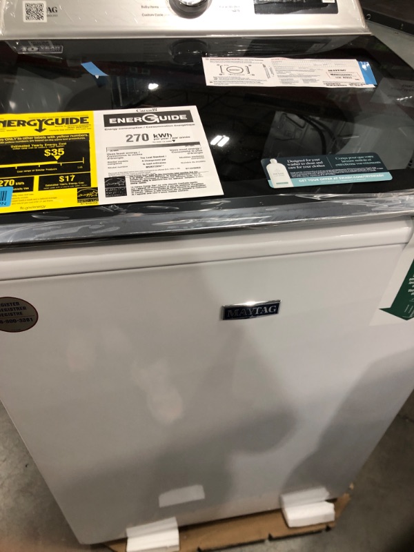 Photo 6 of Maytag - 5.3 Cu. Ft. High Efficiency Smart Top Load Washer with Extra Power Button - White

