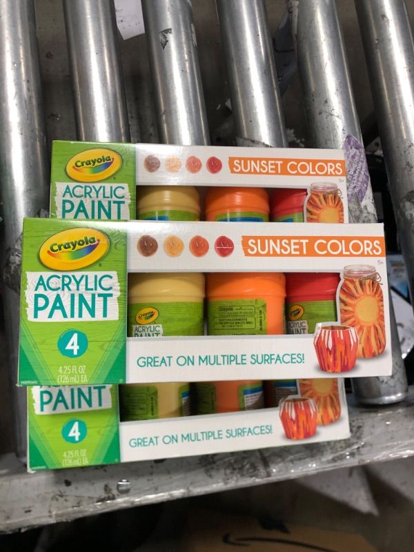 Photo 2 of Crayola Paint Set in Sunset Colors, Multi-Surface Craft Paints, Painting Supplies, 4 Count 3 boxes