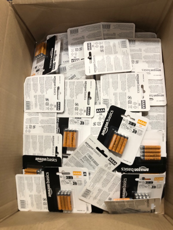 Photo 1 of box of Amazon Basics (Pack of 8) AAAA Alkaline High-Performance Batteries, 1.5 Volt, 3-Year Shelf Life non-refundable. 
