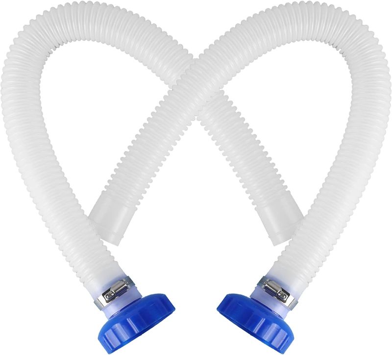 Photo 1 of (2-Pack) Skimmer Hose and Adapter B Set for Above Ground Pool Skimmers (White Hose) - Exact Replacement for Part Number 25016 - Skimmer Hose Adapter Compatible with 28000, 28335EH 28337EH 28341WA

