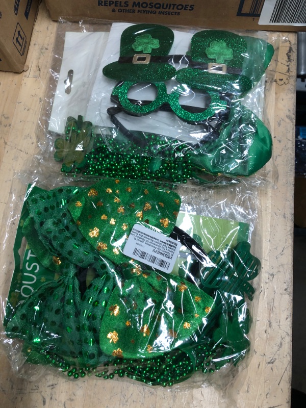 Photo 1 of 2 pack St. Patrick's Day Decorations, Special St. Patrick's Day Accessories Set Headband Clover Glasses Face Stickers Mustaches Bow Bowtie Beaded Necklace Lucky Bracelets, St. Patrick's Day Party Favors Costumes Accessories St. Patrick's Day Costumes Acce